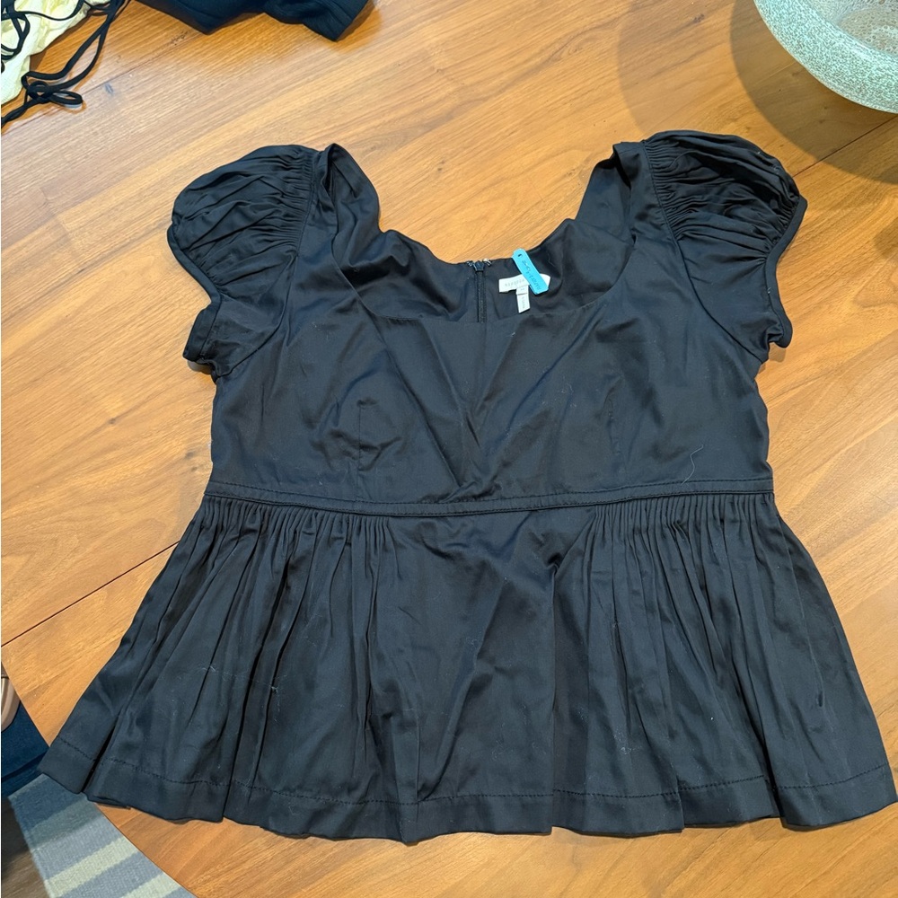 Rebecca Taylor Black Puff Sleeve Blouse
